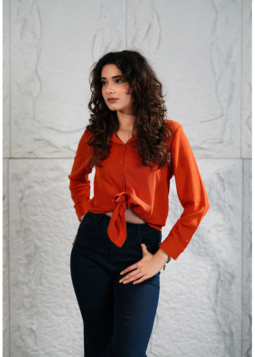SIENNA ORANGE LONG SLEEVE BLOUSE 